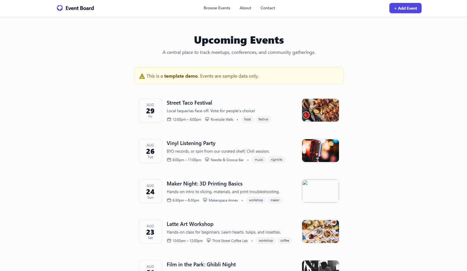 Event Page Template